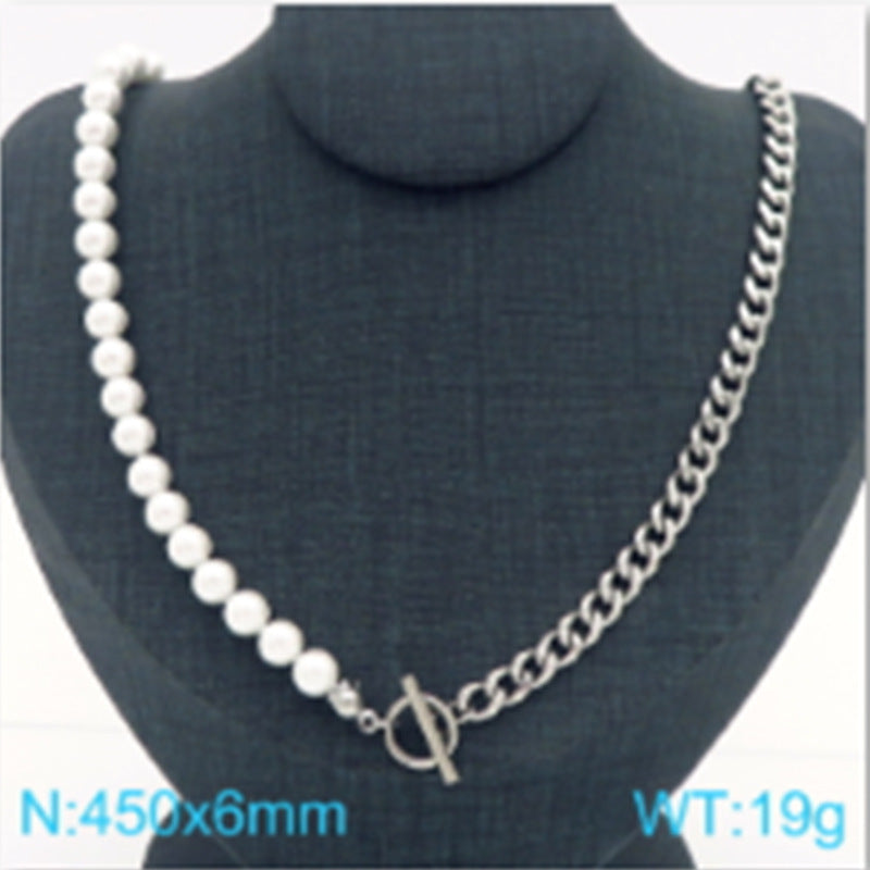 Pearl & Chain Toggle Necklace and Bracelet Set