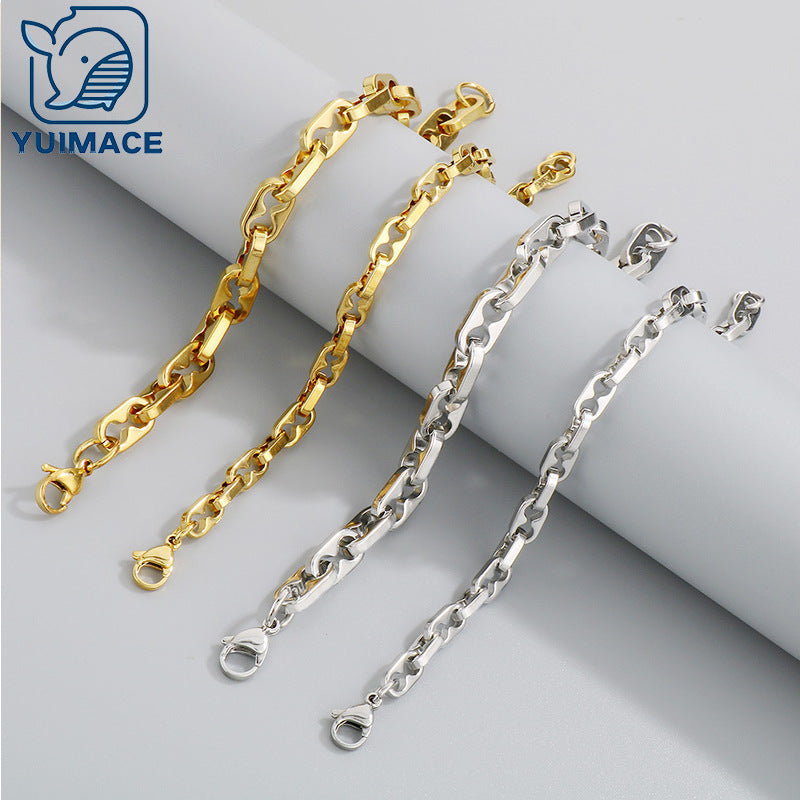 ins wind stainless steel interlocking pig nose bracelet trend titanium steel neutral summer 18K gold jewelry bracelet