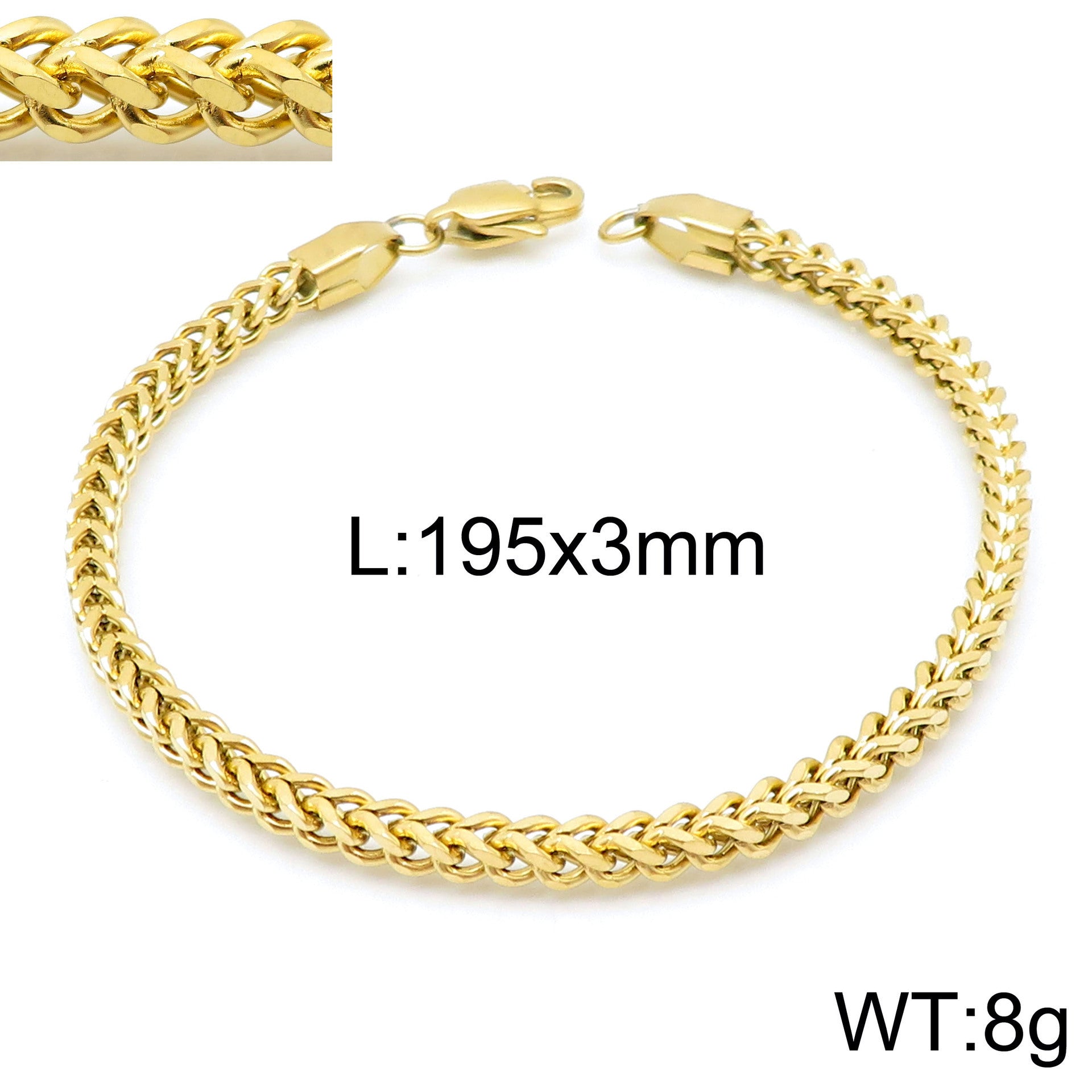 Simple forward and reverse chains, men's and women's Cuban chains, titanium steel bracelets, square stainless steel keel chains, domineering personalized welding head chains