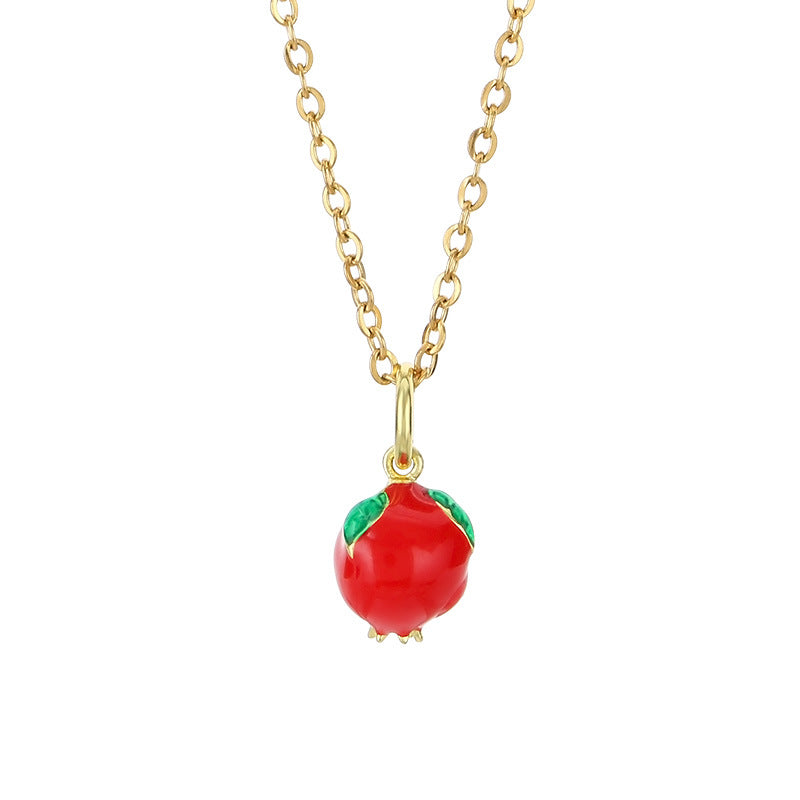 Mini Enamel Fruit Charm Gold Necklace