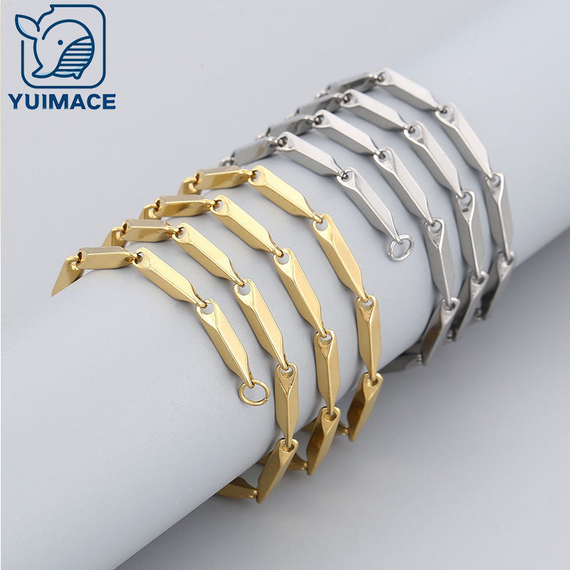 Trendy Brand Versatile Stainless Steel Stick Chain 3MM Thick Diamond Shape Melon Seed Chain Necklace Men's and Women's Titanium Steel Necklace Jewelry Wholesale