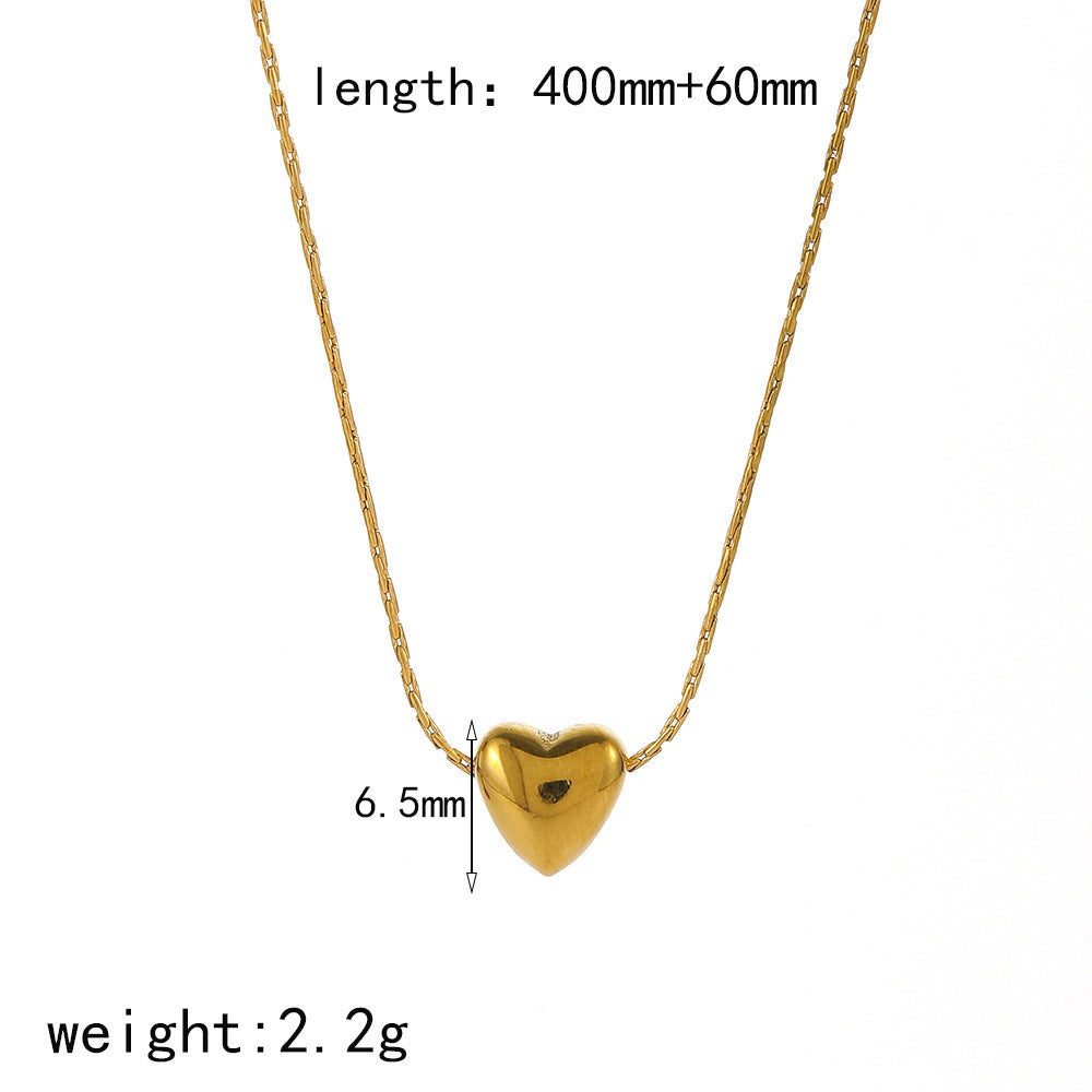 18K gold high-end pendant round bead versatile European and American necklace women's INS wind stainless steel love titanium steel collarbone chain