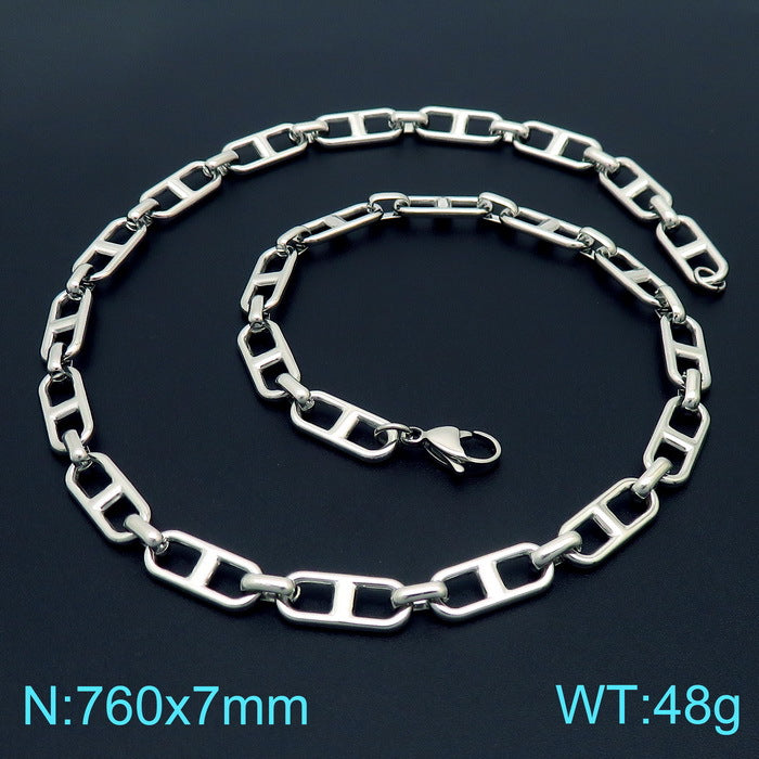Cross-border trend stainless steel jewelry simple and versatile Japanese chain stainless steel bracelet necklace set jewelry jewelry