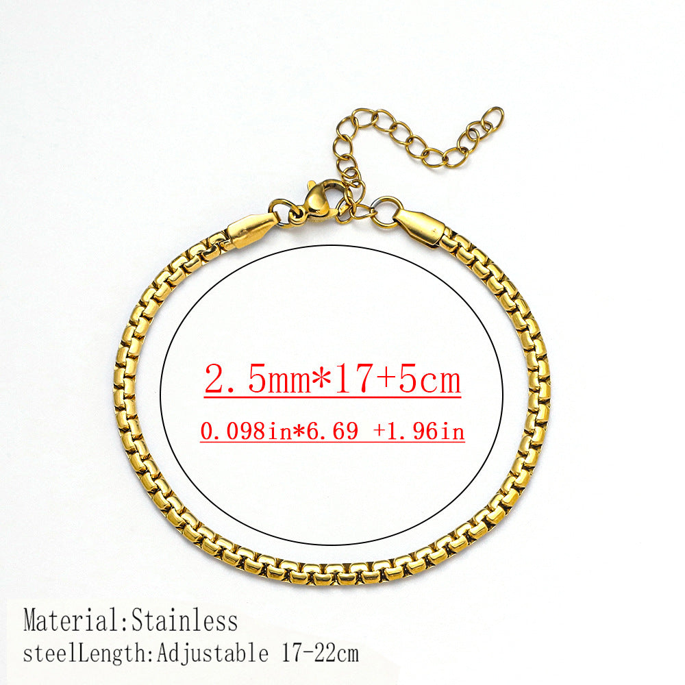 Women's fashion titanium steel bracelet, European and American cross-border hot-selling jewelry fashion versatile plated 18K real gold stainless steel bracelet