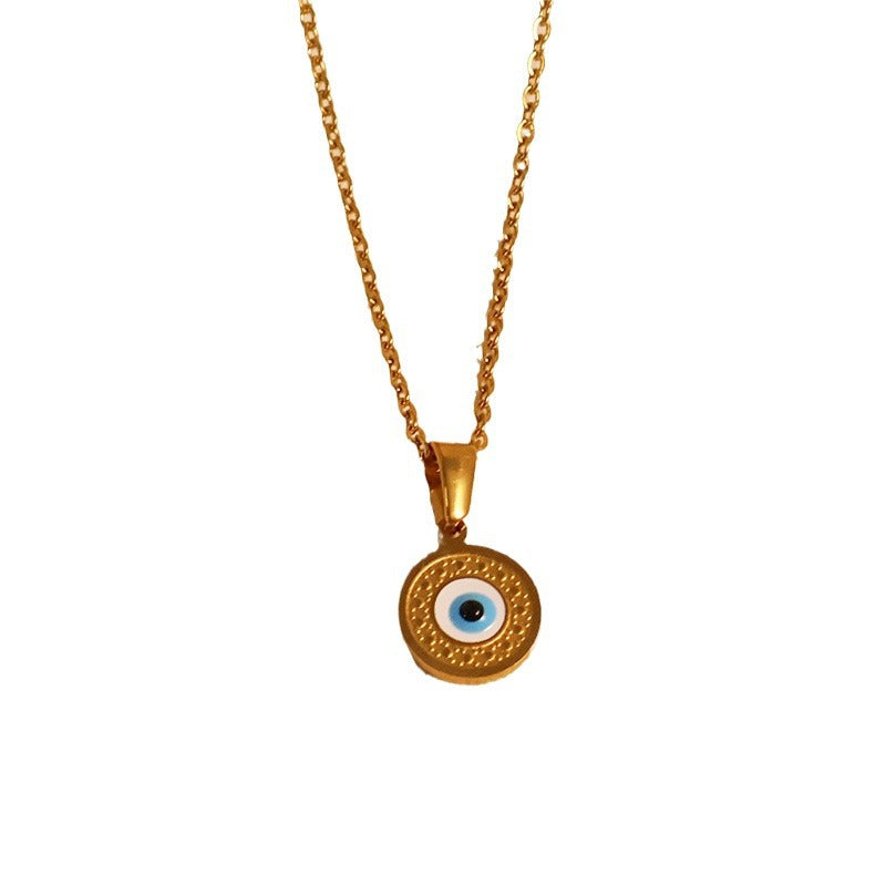 European and American blue eyes devil eye pendant necklace ethnic style vacation clavicle chain plated 24k gold vintage accessories for women