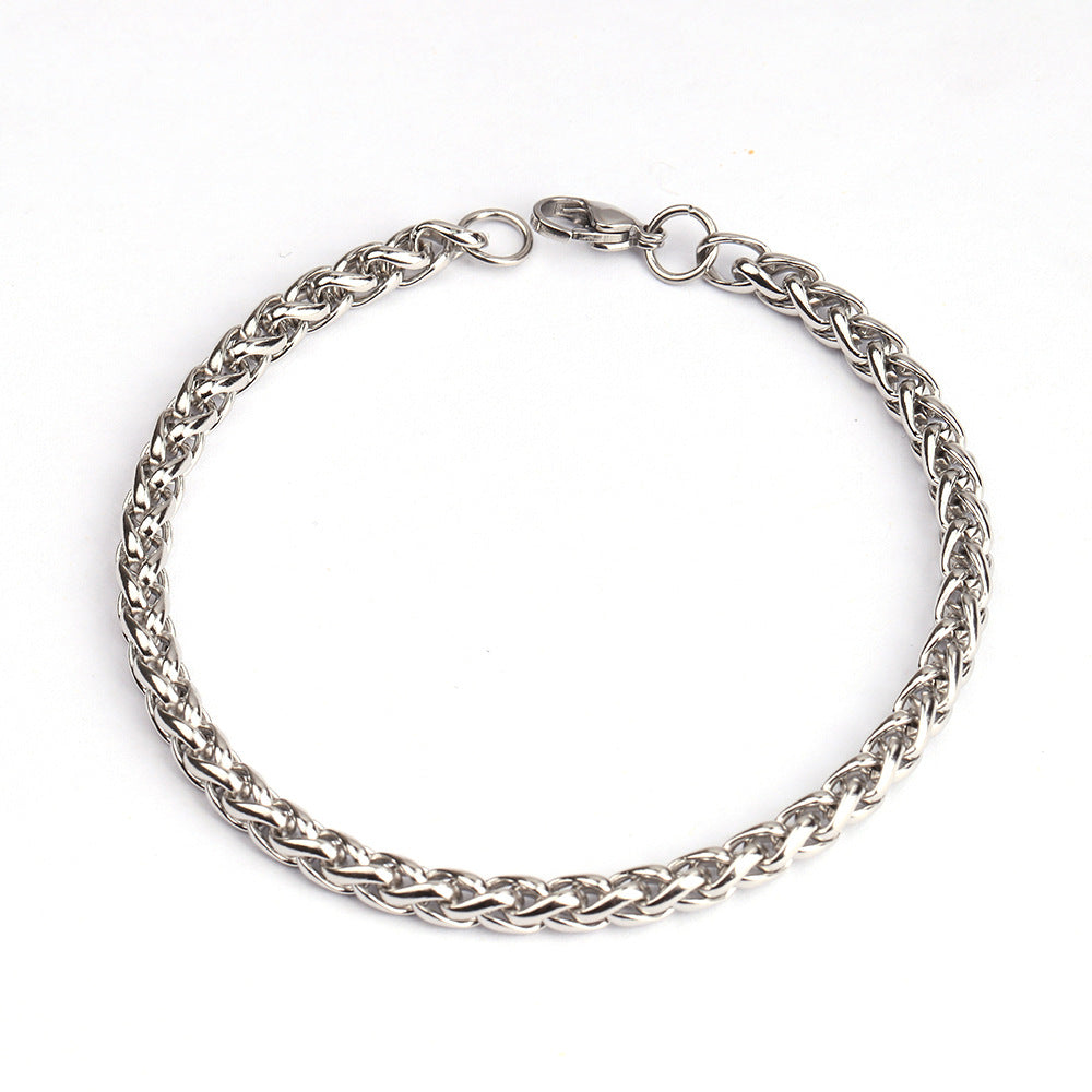 Cross-border hip hop stainless steel keel bracelet European and American men's simple flower blue bracelet titanium steel double layer bracelet wholesale