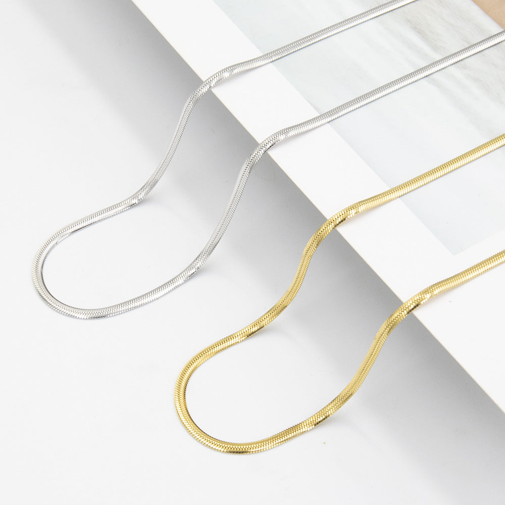 Cross-border hot-selling stainless steel push-tight snake chain necklace simple hip-hop personality collarbone necklace stainless steel snake bone chain