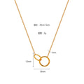 Cross-border new double ring pendant necklace titanium steel electroplated 18K gold ring ring interlocking collarbone chain women's ins jewelry wholesale