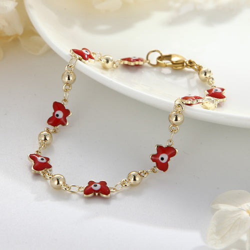 Colorful Mini Fish Charm Bracelet – Gold Tone Beaded Chain