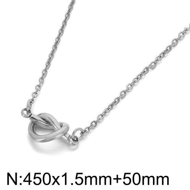 Cross-border fashion versatile rope knot elements stainless steel stud earrings necklace bracelet four-piece set knotted collarbone chain spot