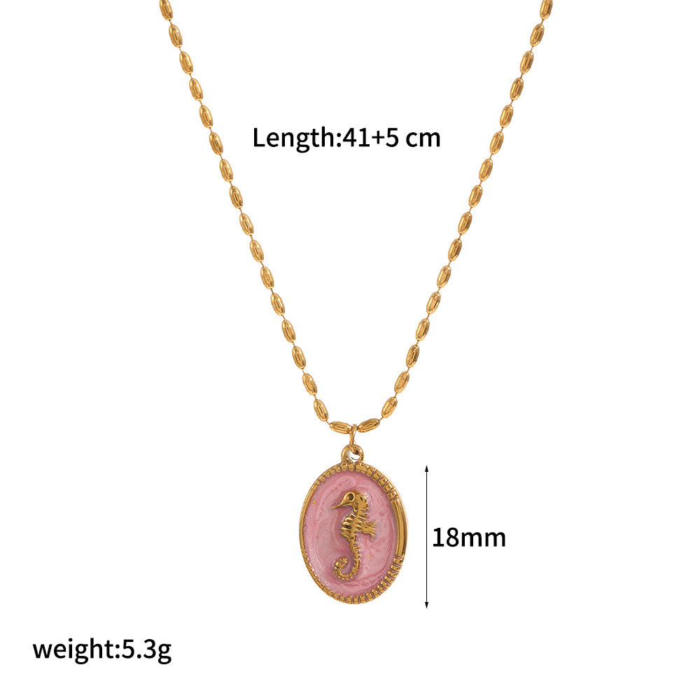 Ocean-Inspired Enamel Pendant Necklace