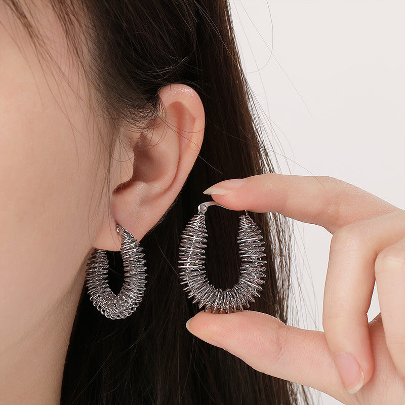 Titanium Steel Irregular U-shaped Earrings