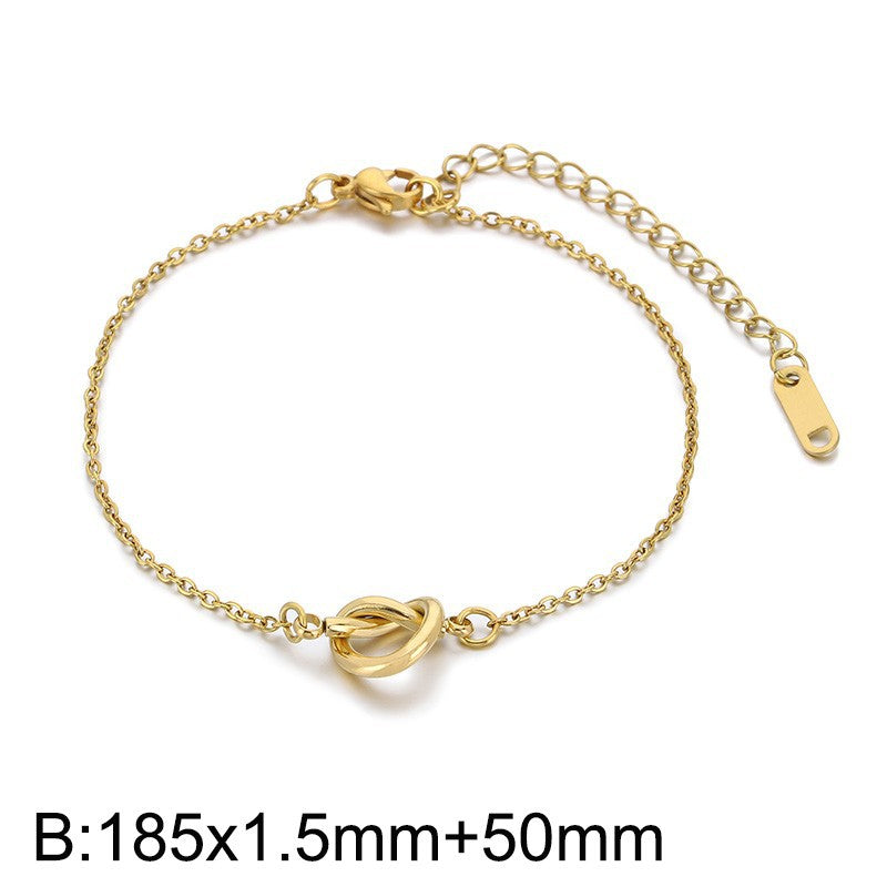 Cross-border fashion versatile rope knot elements stainless steel stud earrings necklace bracelet four-piece set knotted collarbone chain spot