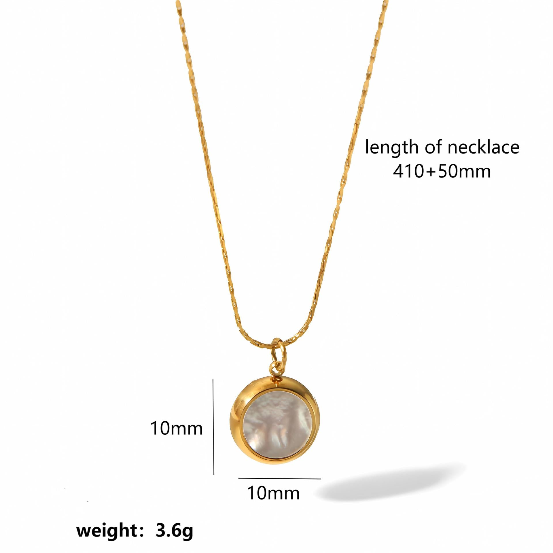 European and American cross-border titanium steel inlaid shell pendant necklace women's light luxury 18k gold-plated stainless steel necklace jewelry women's wholesale