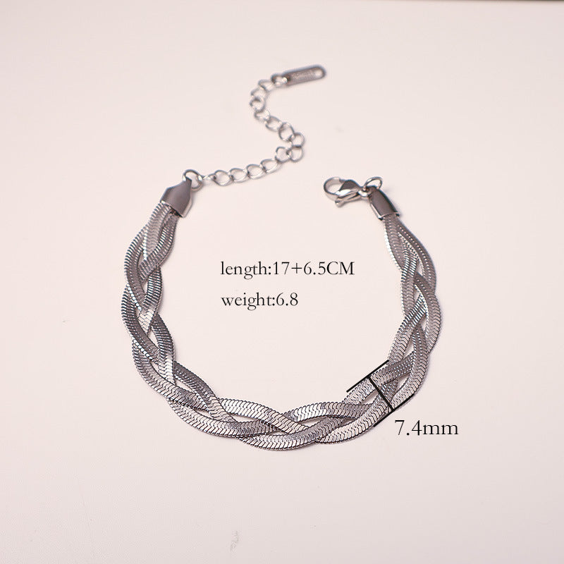 Amazon European and American Simple Vintage Men's and Women's Blade Chains Stainless Steel Twist Flat Snake Bone Chains Necklaces Bracelets Wholesale