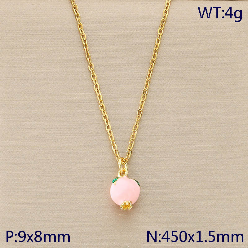 Mini Enamel Fruit Charm Gold Necklace