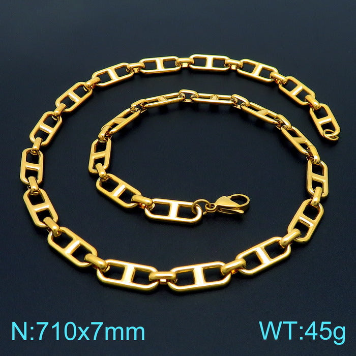 Cross-border trend stainless steel jewelry simple and versatile Japanese chain stainless steel bracelet necklace set jewelry jewelry
