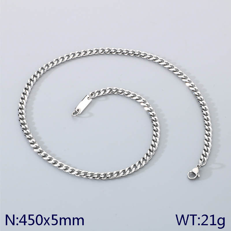 Cross-border fashion 18K gold stainless steel Cuban chain can be laser small square necklace necklace with chain jewelry