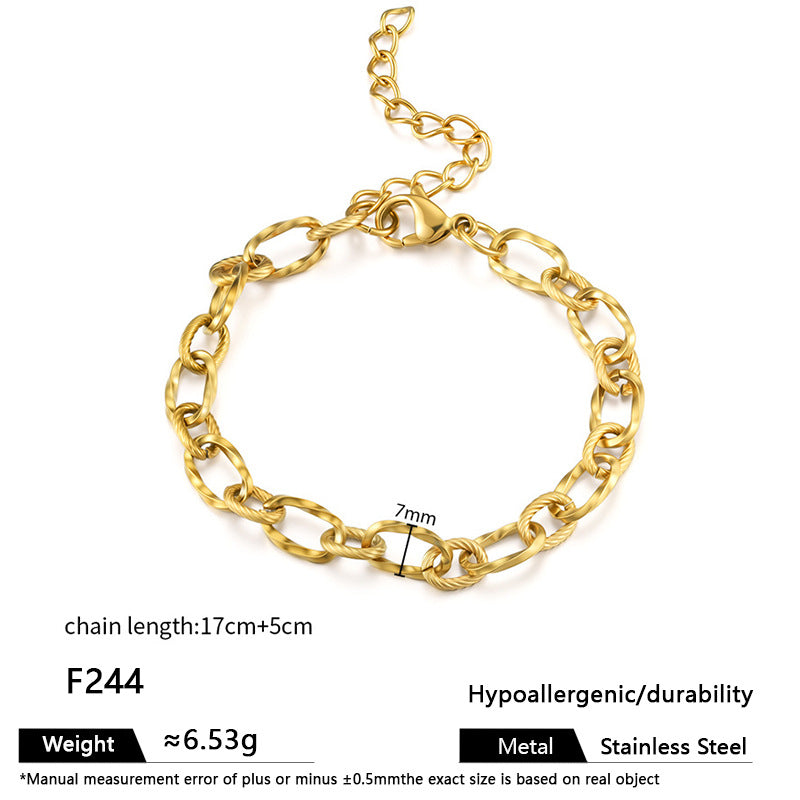 European and American ins titanium steel bracelet personality niche hip hop Cuban chain thick chain stainless steel vacuum plated 18k gold bracelet