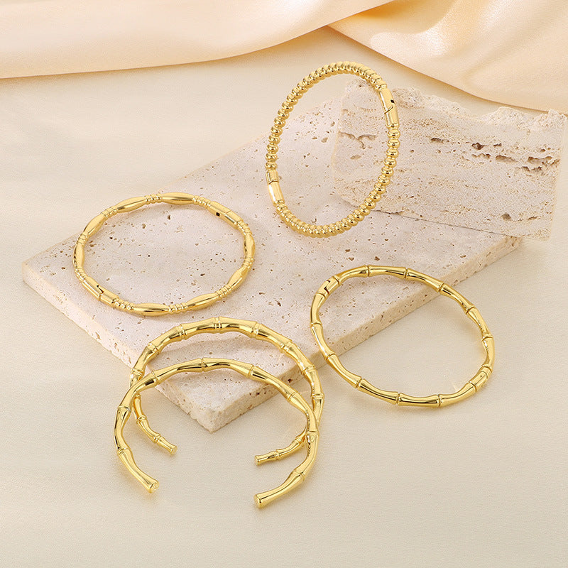 Bamboo Texture Cuff Bangles