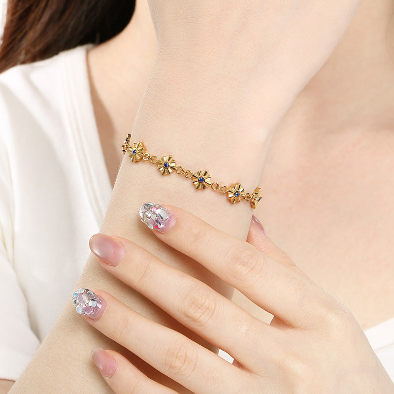 New simple design stainless steel twelve-color four-pointed star bracelet simple and high-end birthstone accessory accessories