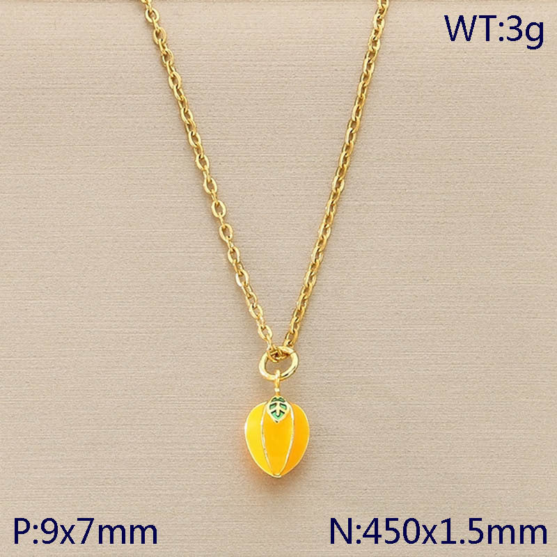 Mini Enamel Fruit Charm Gold Necklace