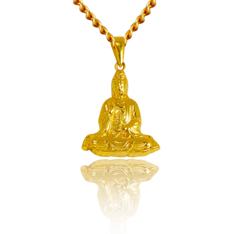 Cross-border thousand-hand Guanyin pendant necklace wholesale plated 24k gold Buddha pendant does not fade Chan thousand safety buckles