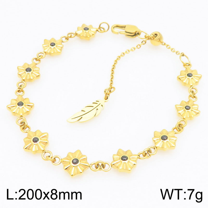 New simple design stainless steel twelve-color four-pointed star bracelet simple and high-end birthstone accessory accessories