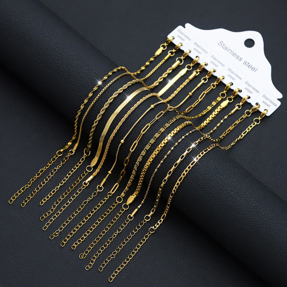 Cross-border women's fashion titanium steel bracelet European and American hot sale plated 18K real gold fashion versatile jewelry stainless steel bracelet