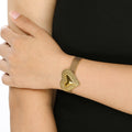 Textured Heart Gold Mesh Necklace & Bracelet Set