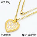 Creative light luxury gypsy star inlaid rhinestone heart pendant titanium steel necklace high sense love square round item decoration