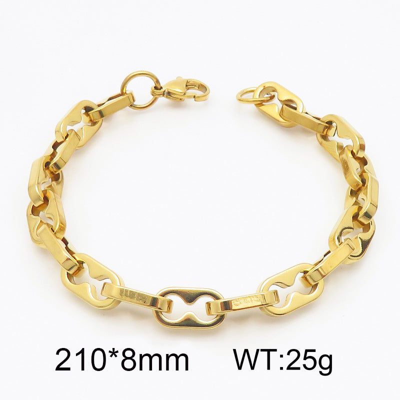 ins wind stainless steel interlocking pig nose bracelet trend titanium steel neutral summer 18K gold jewelry bracelet