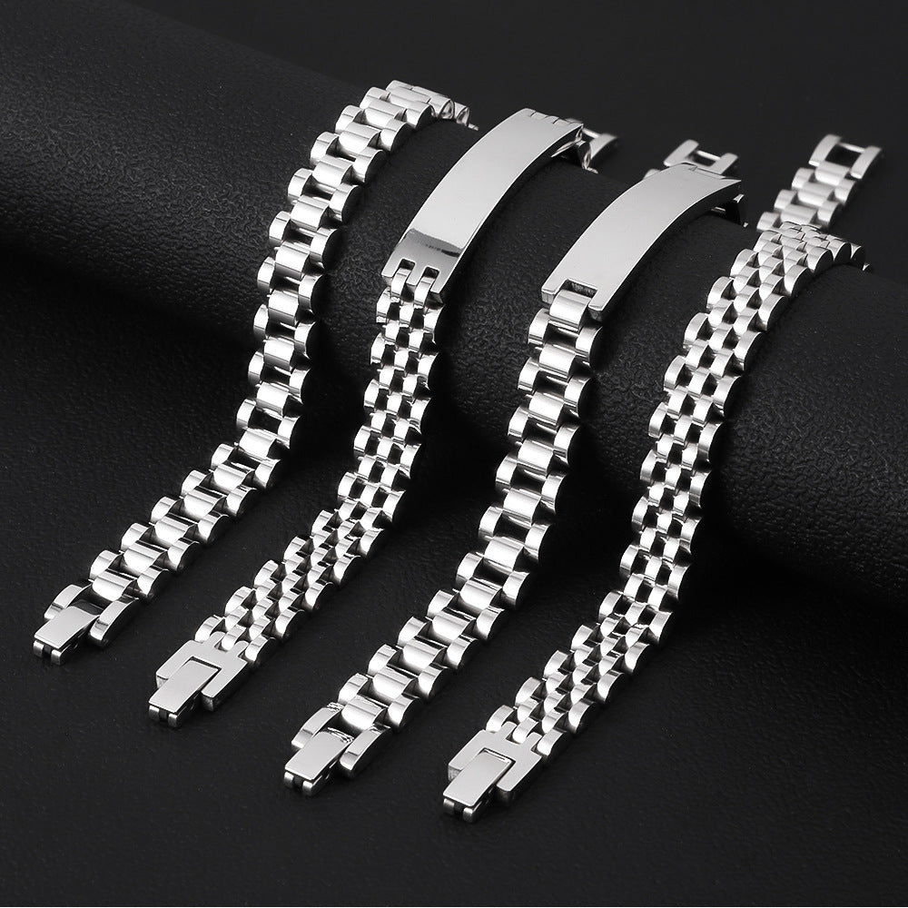 Stainless Steel Watch Bracelet Cross-Border Hot Selling Fashion Simple Women's Watch Strap Jewelry Jewelry Hand Ornament Men's Titanium Steel Bracelet