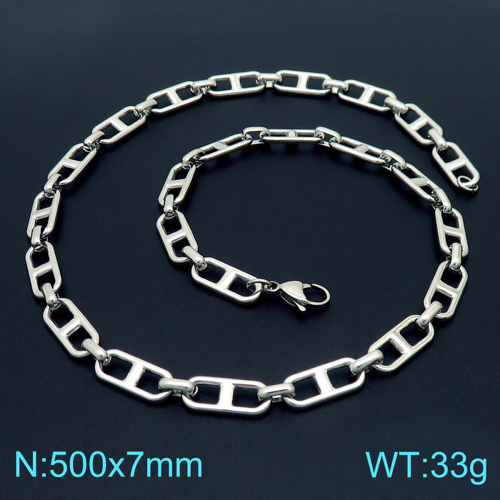 Cross-border trend stainless steel jewelry simple and versatile Japanese chain stainless steel bracelet necklace set jewelry jewelry