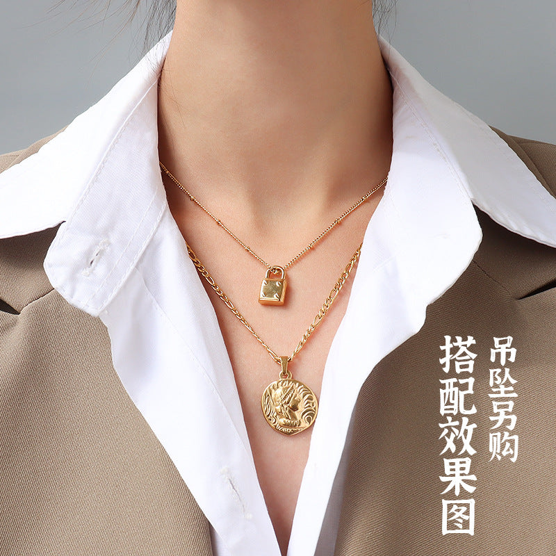 Cross chain, snake bone chain, twist chain, box chain, variety necklace, women's titanium steel plated 18K gold plain chain, clavicle chain jewelry