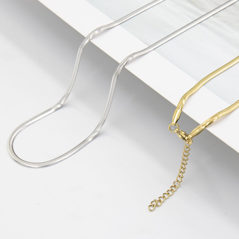 Cross-border hot-selling stainless steel push-tight snake chain necklace simple hip-hop personality collarbone necklace stainless steel snake bone chain