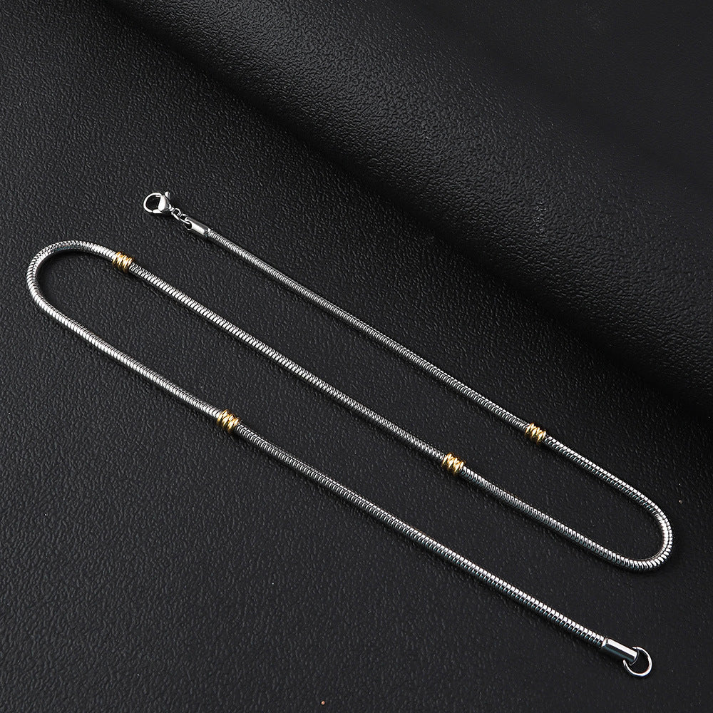 European and American cross-border stainless steel round snake chain string gold bead bracelet, spot supply versatile simple snake bone titanium steel necklace