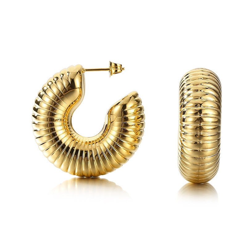Stainless Steel C-shaped Hollow Earrings