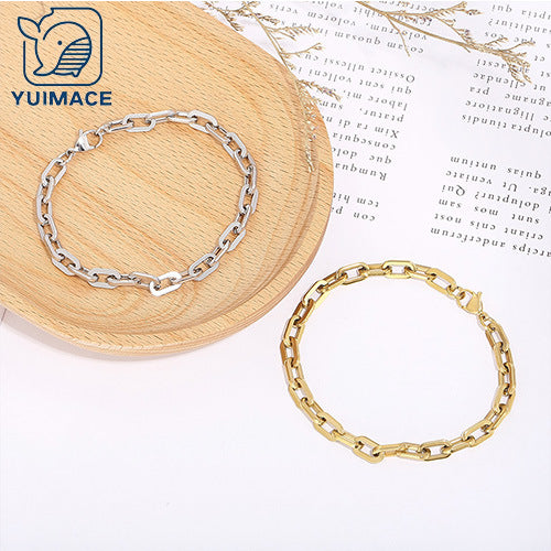 ins wind trend versatile design geometric elements interlocking stainless steel bracelet stacked simple bare chain titanium steel