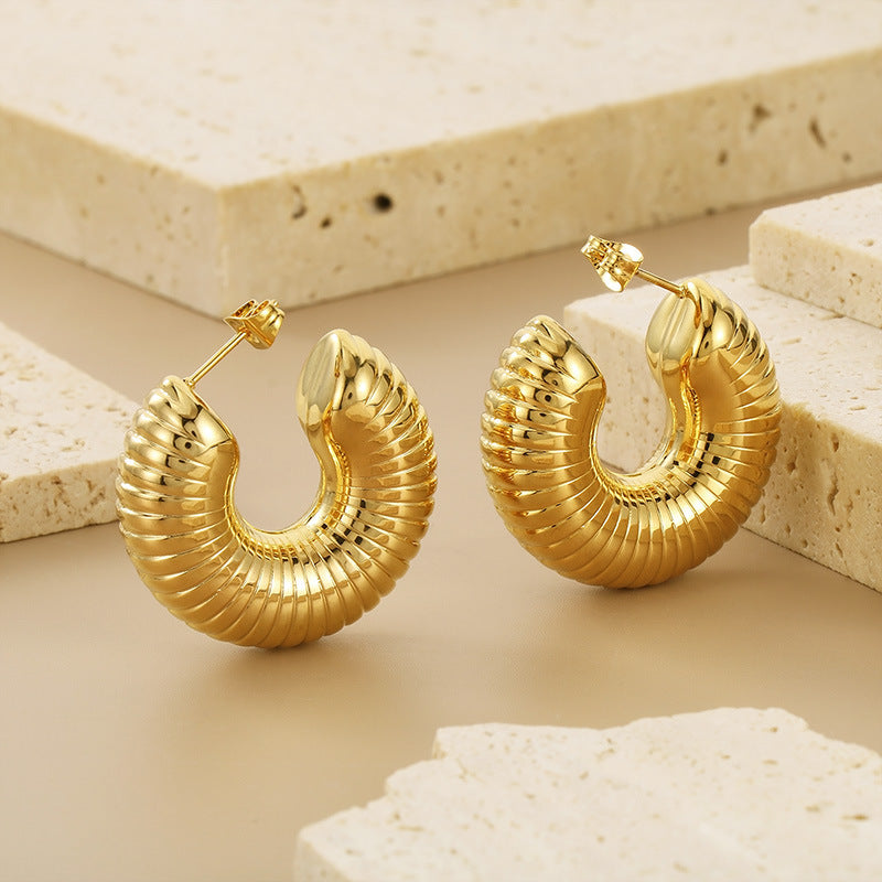 Stainless Steel C-shaped Hollow Earrings