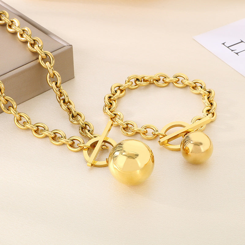 Minimal Toggle Chain Necklace with Pearl / Sphere Charm