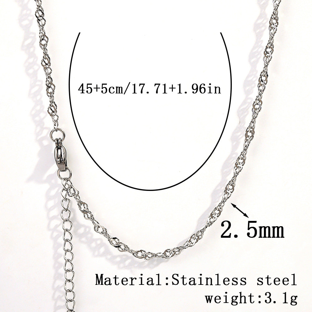 Cross-border women's stainless steel necklace, 18K real gold snake bone chain plain chain fashion collarbone chain versatile titanium steel necklace