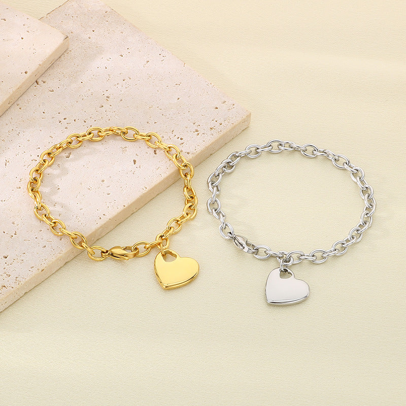 Cross-border new ins stainless steel jewelry personalized versatile glossy love titanium steel bracelet love pendant jewelry women