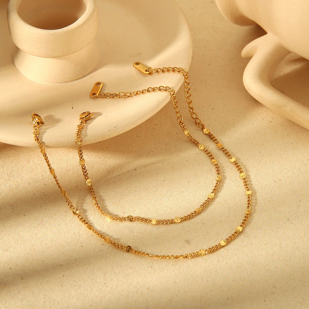 Cross-border new European and American ins style 18K gold stainless steel round pico bracelet anklet simple and high-end jewelry women