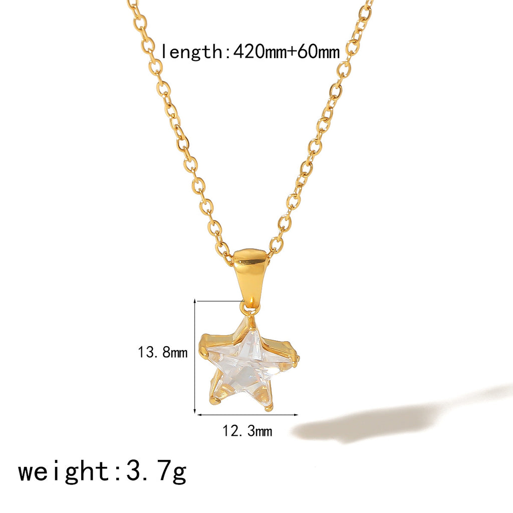 Cross-border new titanium steel high-end fashion necklace 18k Venus star diamond-set pendant collarbone chain necklace