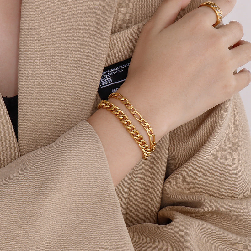 Foreign trade supply Fashion new stainless steel double-layer bracelet Versatile stainless steel men's and women's bracelet accessories spot