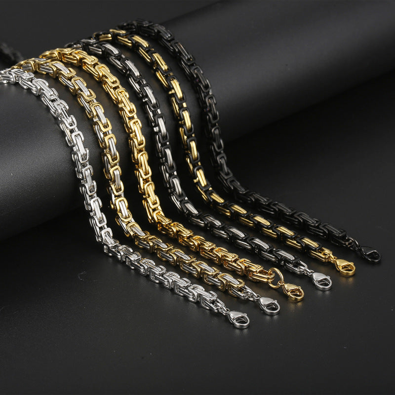 Factory direct supply 5mm chain stainless steel double-piece segment chain emperor chain, multi-specification necklace wholesale