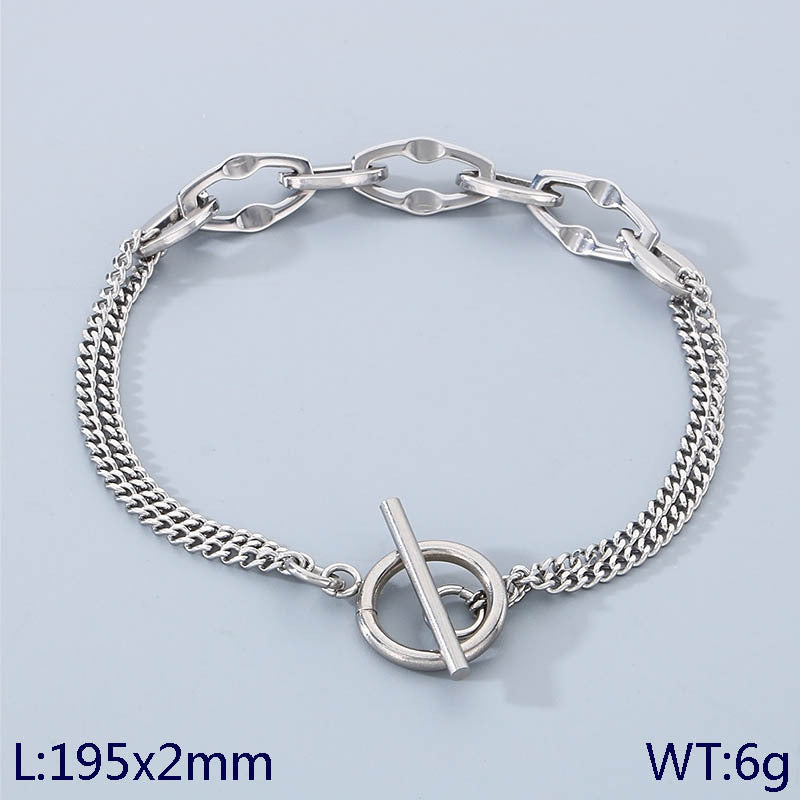 New simple rhombus round splicing chain ot buckle stainless steel bracelet creative versatile bracelet jewelry