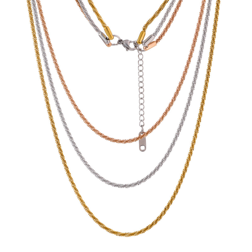 Cross-border stainless steel multi-layer stacked necklace female versatile does not fade high-end jewelry wholesale ins wind collarbone chain