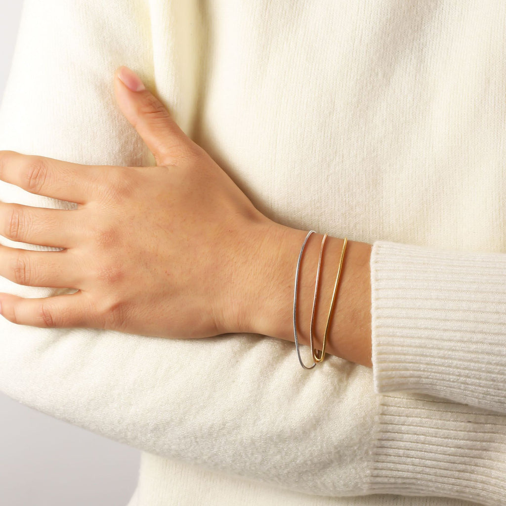 Stainless steel three-color round snake bracelet women's European and American hot-selling trend fashion furnace 18K vacuum electroplated titanium steel bracelet